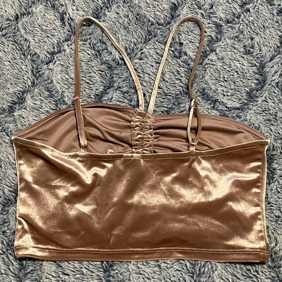 Garage Rutched Velour Bandeau Tank Champagne Coloured - Picture 6 of 7